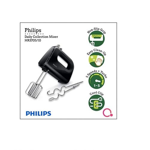 Philips HR3705/10 300-Watt Daily Collection Hand Mixer, Black