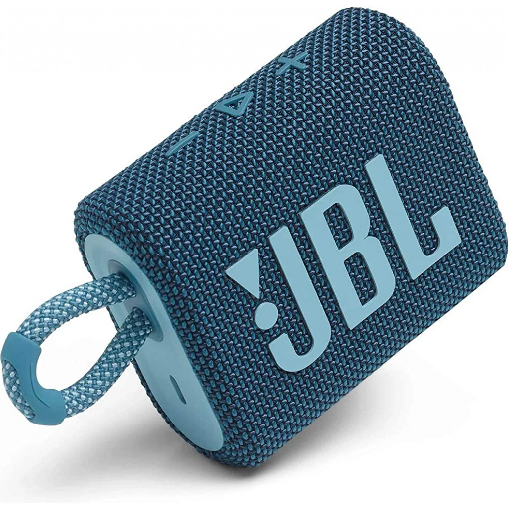 JBL Go 3, Waterproof Wireless Ultra Portable Bluetooth Speaker, JBL Pro Sound, Vibrant Colors With Rugged Fabric Design - Blue