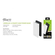 Oraimo Toast 10 10,000mAh Ultimate Slim Fast Charging Power Bank - Black