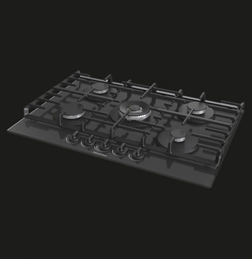 Hisense GG773BUK 75cm 5 Gas Burner on Tempered Glass Hob Cooker - Black