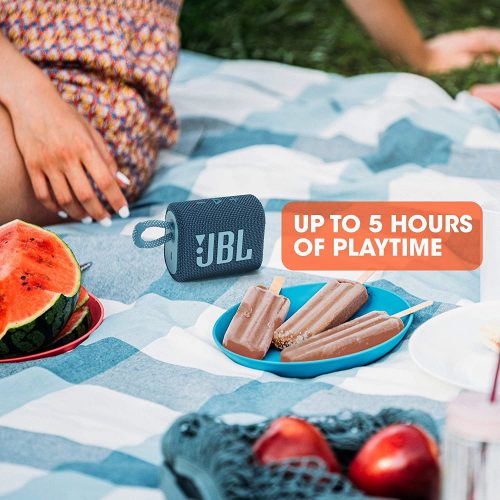 JBL Go 3, Waterproof Wireless Ultra Portable Bluetooth Speaker, JBL Pro Sound, Vibrant Colors With Rugged Fabric Design - Blue