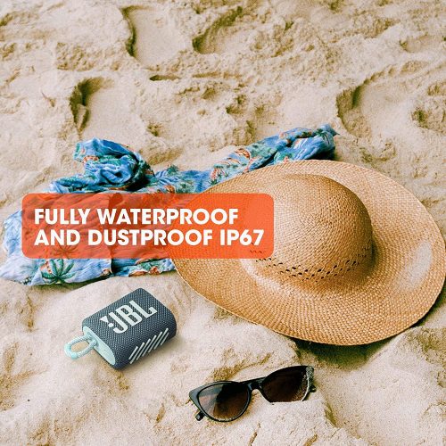 JBL Go 3, Waterproof Wireless Ultra Portable Bluetooth Speaker, JBL Pro Sound, Vibrant Colors With Rugged Fabric Design - Blue