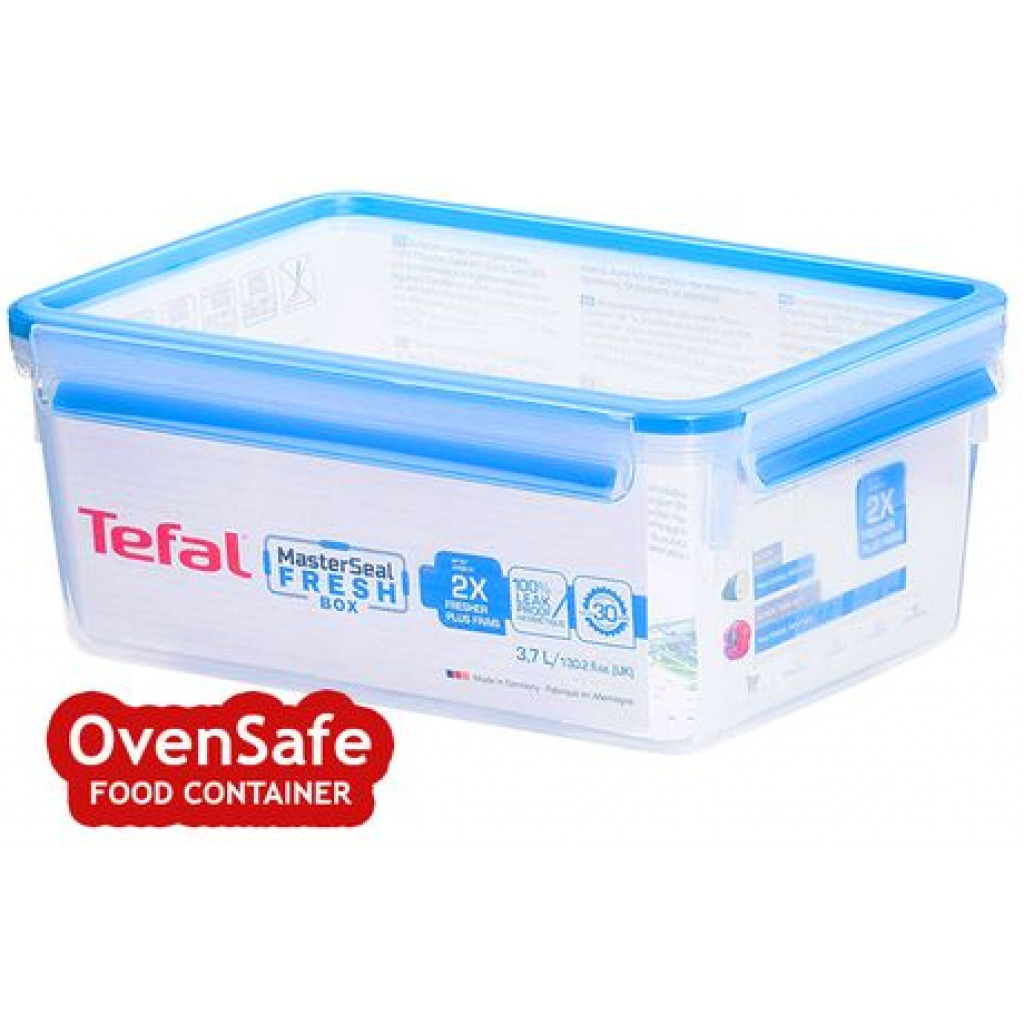 Tefal 3.7 L Square Master Seal Plastic Food Container K3022012 - White, Blue