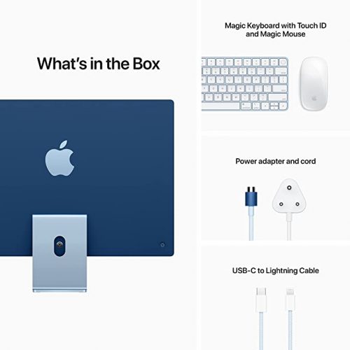 Apple iMac 2021 - 24-inch, Apple M1 chip with 8-core CPU and 7-core GPU, 8 GB of RAM, 256 GB, blue