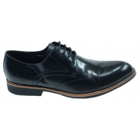 Men's Formal Shinny Paforated Gentle Shoes - Black