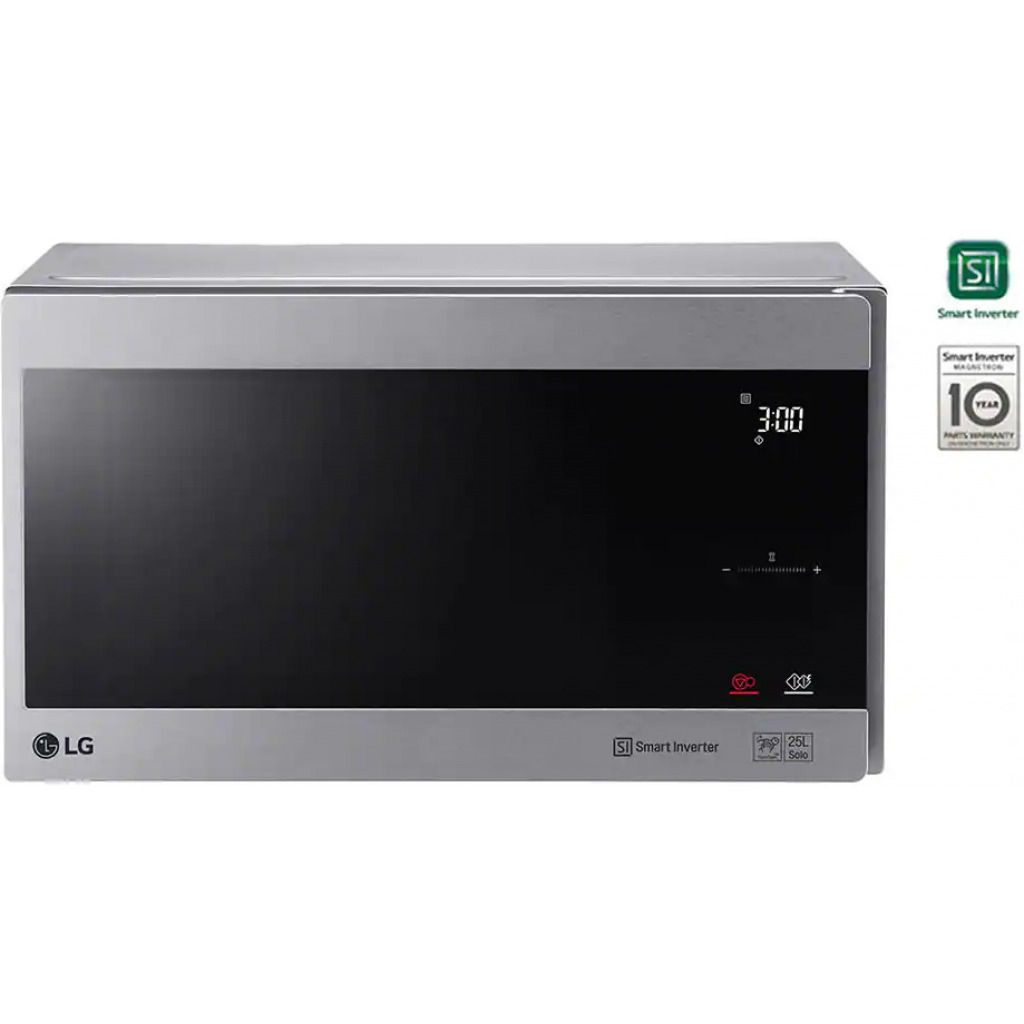 LG MS2595CIS Microwave Oven, 25litres, Silver, Smart Inverter with 10year warranty, Smart Auto Cook, Full Glass Touch/Dual Control, LED Lighting