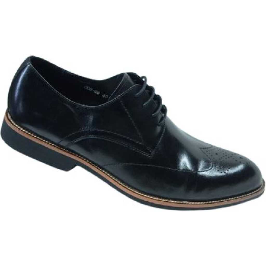 Men's Formal Shinny Paforated Gentle Shoes - Black