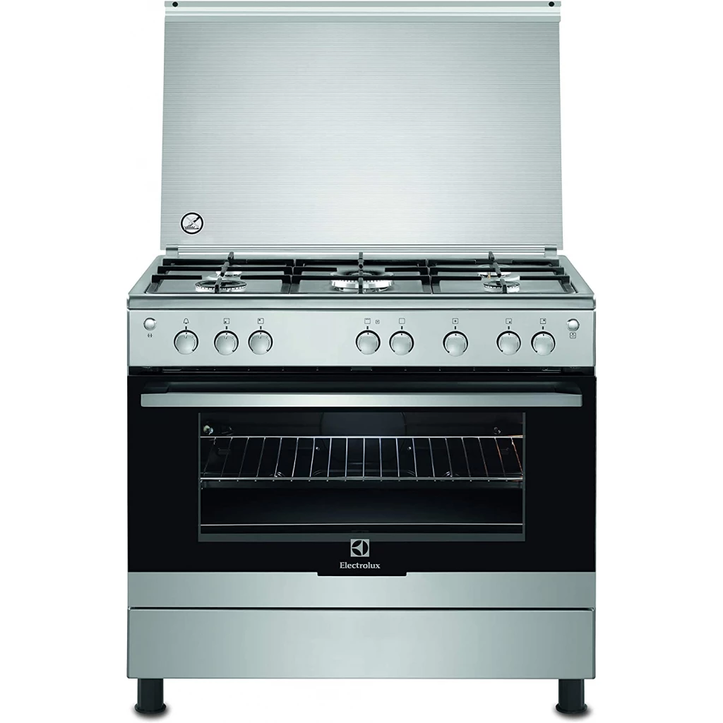 Electrolux Full Gas Cooker 90x60CM EKG9000G9X, Gas Oven & Grill, Cast Iron Pan Supports, Auto Ignition, Flame Failure Device, Rotisserie, Stainless Steel - Silver
