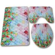 3 Pcs Non-Slip Toilet Bathroom Rugs Carpets-Multi-colour