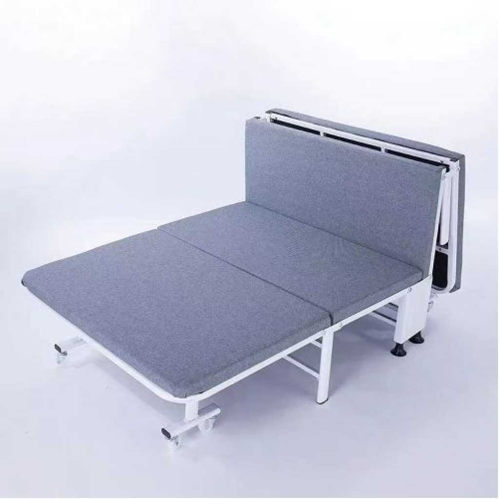 Folding Portable Guest Bed Chair Sofa With Wheels for Home Office Hospital, White