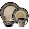 24pcs Of Leaf Design Plates, Bowls, Cups Dinner Set - Cream