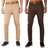 Men’s 2 Pack of Khaki Stretcher Pants – Brown Men's Pants