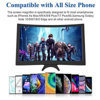 Curved Magnifier for Cell Phone -3D HD Magnifing Projector Screen, Black