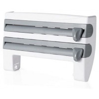 4 In 1 Cling Film, Paper Towel And Foil Storage Rack Cutter, Holder, Grey