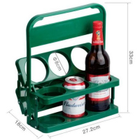 Plastic Foldable 6 Bottles holder Basket Rack, Red