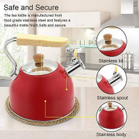 Kaisa Villa 2.5 Litre Stovetop Teapot Stainless Steel Whistling Tea Kettle, Red