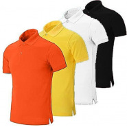 4 in 1 Pack of Men’s Polo Shirts – White,Black,Yellow,Orange Men's T-Shirts