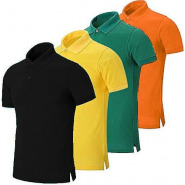 4 in 1 Pack of Men’s Polo Shirts – Black,Yellow,Green,Orange Men's T-Shirts
