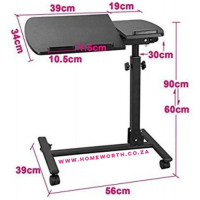 Adjustable Mobile Standing Computer Laptop Table Stand Desk, Black