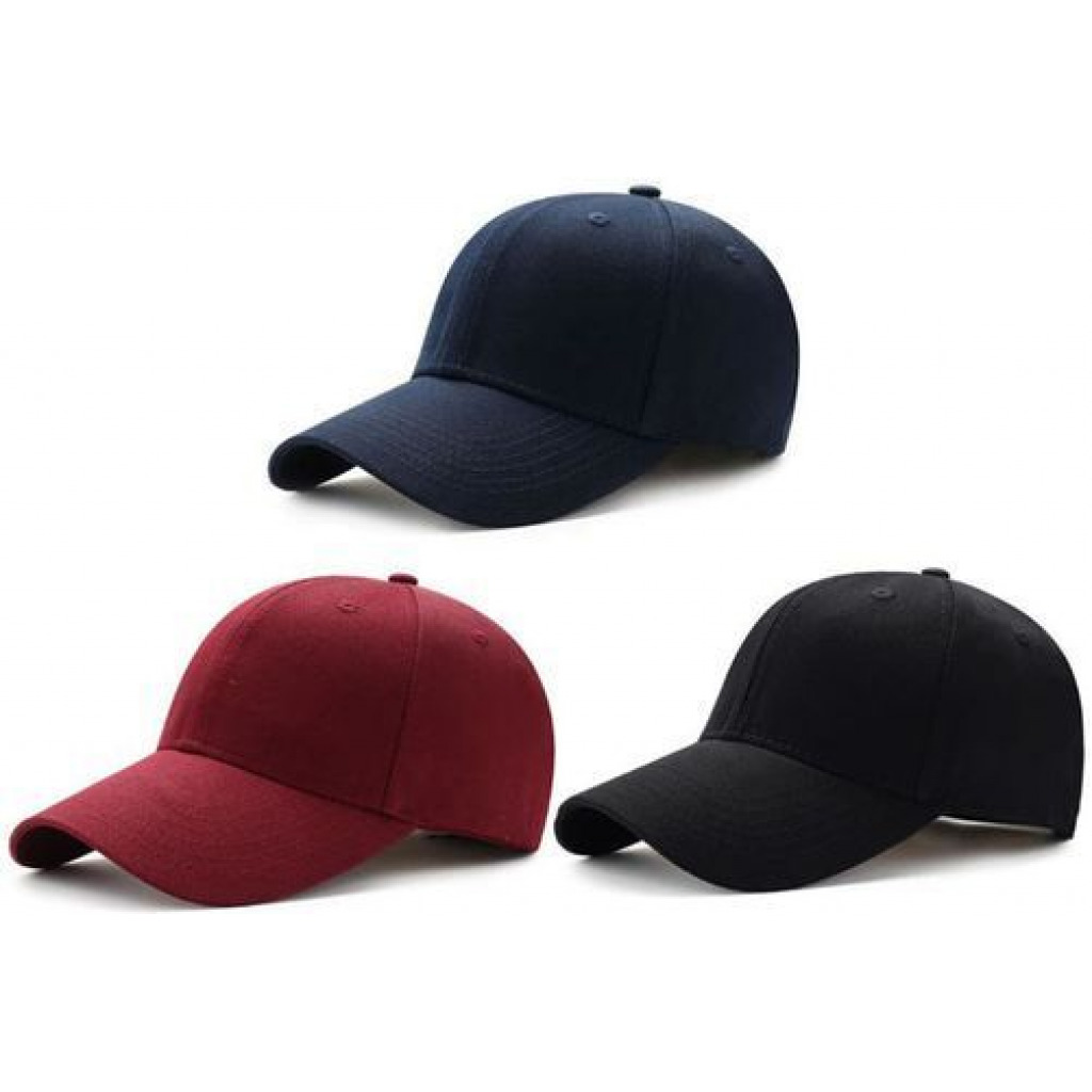 Pack of 3 Adjustable Caps - Maroon, Black, Navy Blue