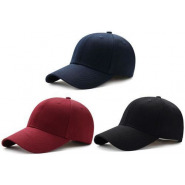 Pack of 3 Adjustable Caps – Maroon, Black, Navy Blue Men's Hats & Caps TilyExpress 2