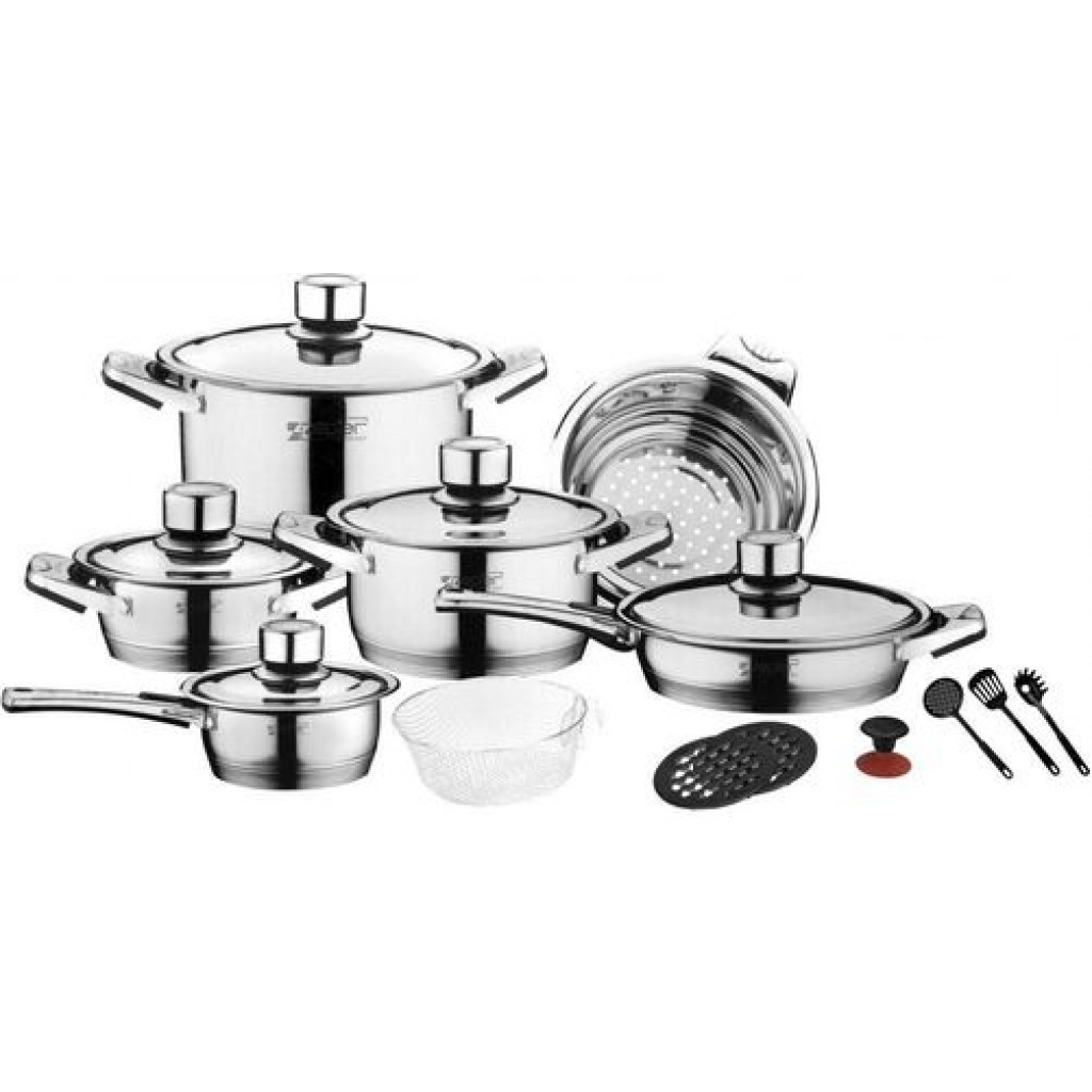 Zepter 19 Pieces Of Heavy Stainless Steel Saucepans Cookware, Silver