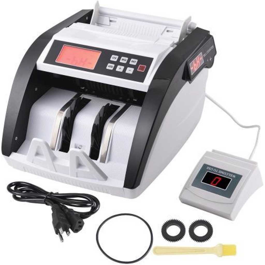 Dual Display Money Bill Counter With UV/MG W/Counterfeit Bill Detection - White,Black