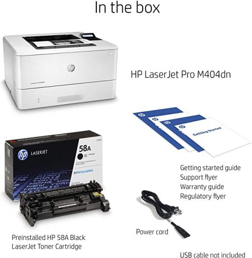 HP - Laserjet Pro M404dn Printer - Monochrome Laser Printer with Integrated Ethernet and Duplex Printing, Black, One Size