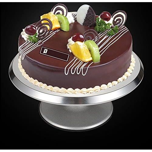 Baking Tool 12 Inch Alloy Mounted Cream Cake Turntable Rotating Table Silver 