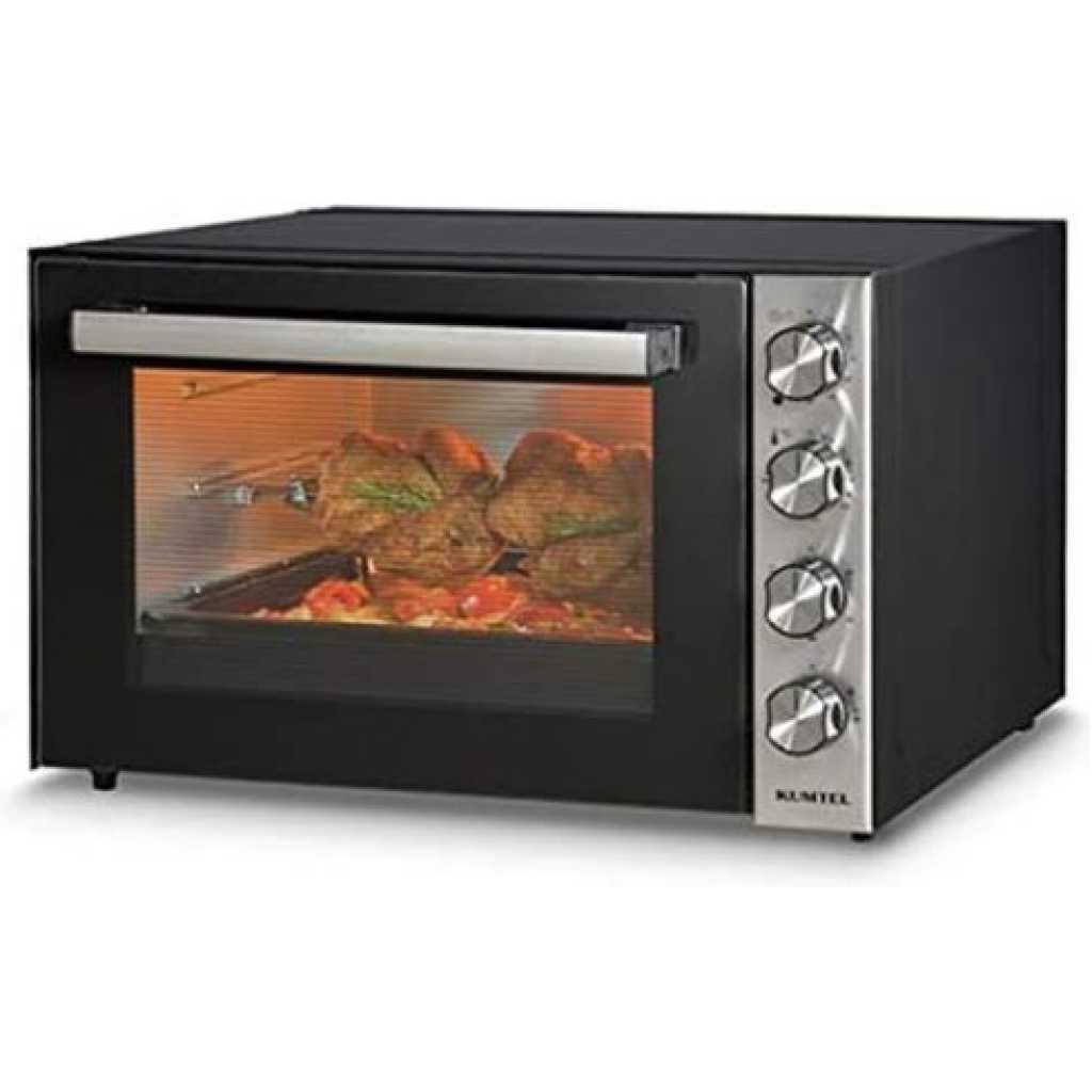 Luxell 70 Litres Electric Oven Cooker Grill, Double Glass - Black