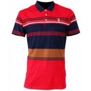 Men’s Striped Polo-Shirt – Blue, Red Men's Casual Button-Down Shirts