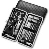 Manicure Nail Care & Pedicure Kit-19 in 1 Grooming Kits, With Luxurious Travel Case (Black)