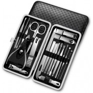 Manicure Nail Care & Pedicure Kit-19 in 1 Grooming Kits, With Luxurious Travel Case (Black) Feet Hands & Nails Care