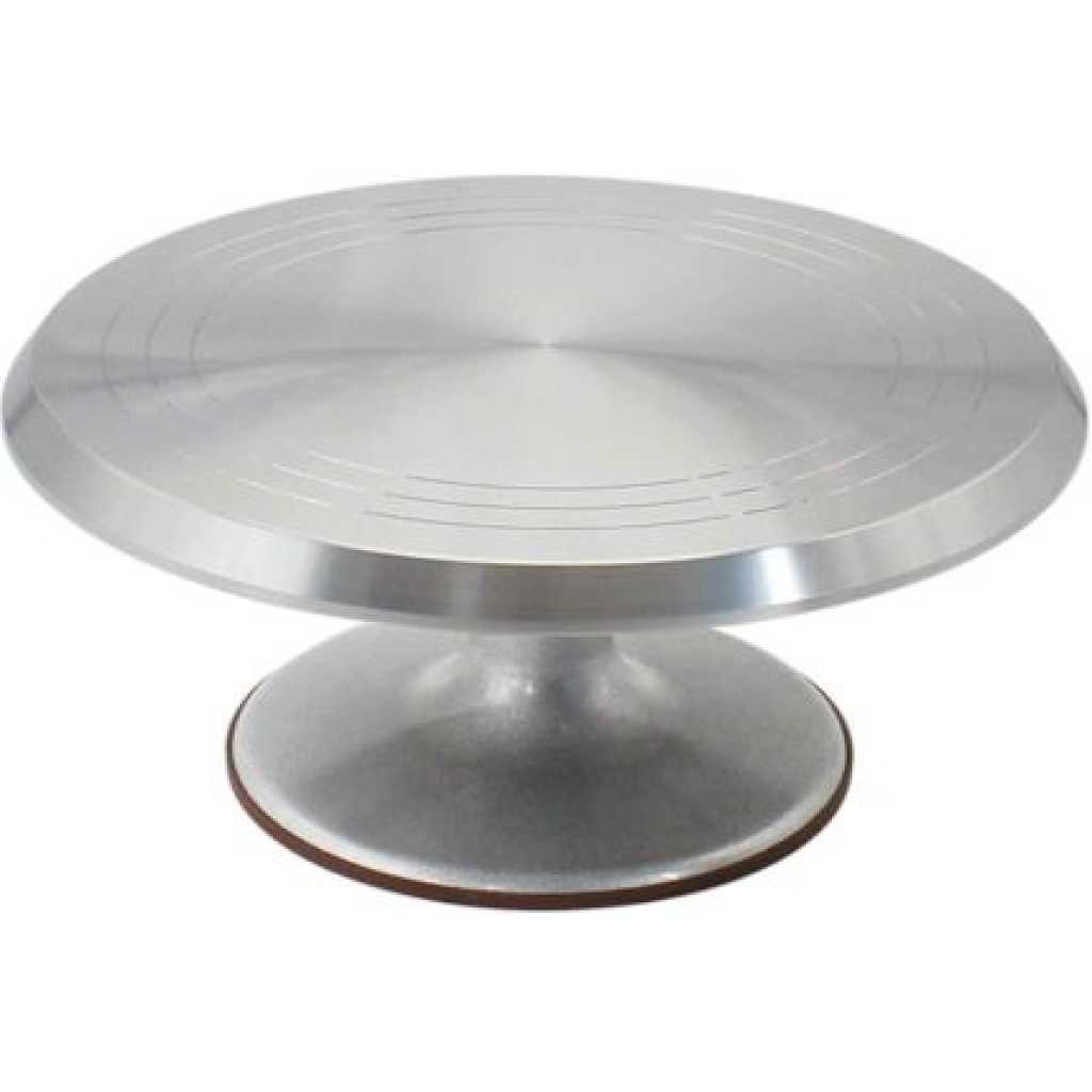 12 Inch Rotating Cake Decorating Revolving Pottery Stand Turntable, Silver