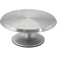 12 Inch Rotating Cake Decorating Revolving Pottery Stand Turntable, Silver