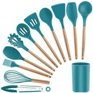 12 Piece Silicone Kitchen Tool Cooking Utensils Serving Spoons Set,Green Cutlery & Knife Accessories TilyExpress 2