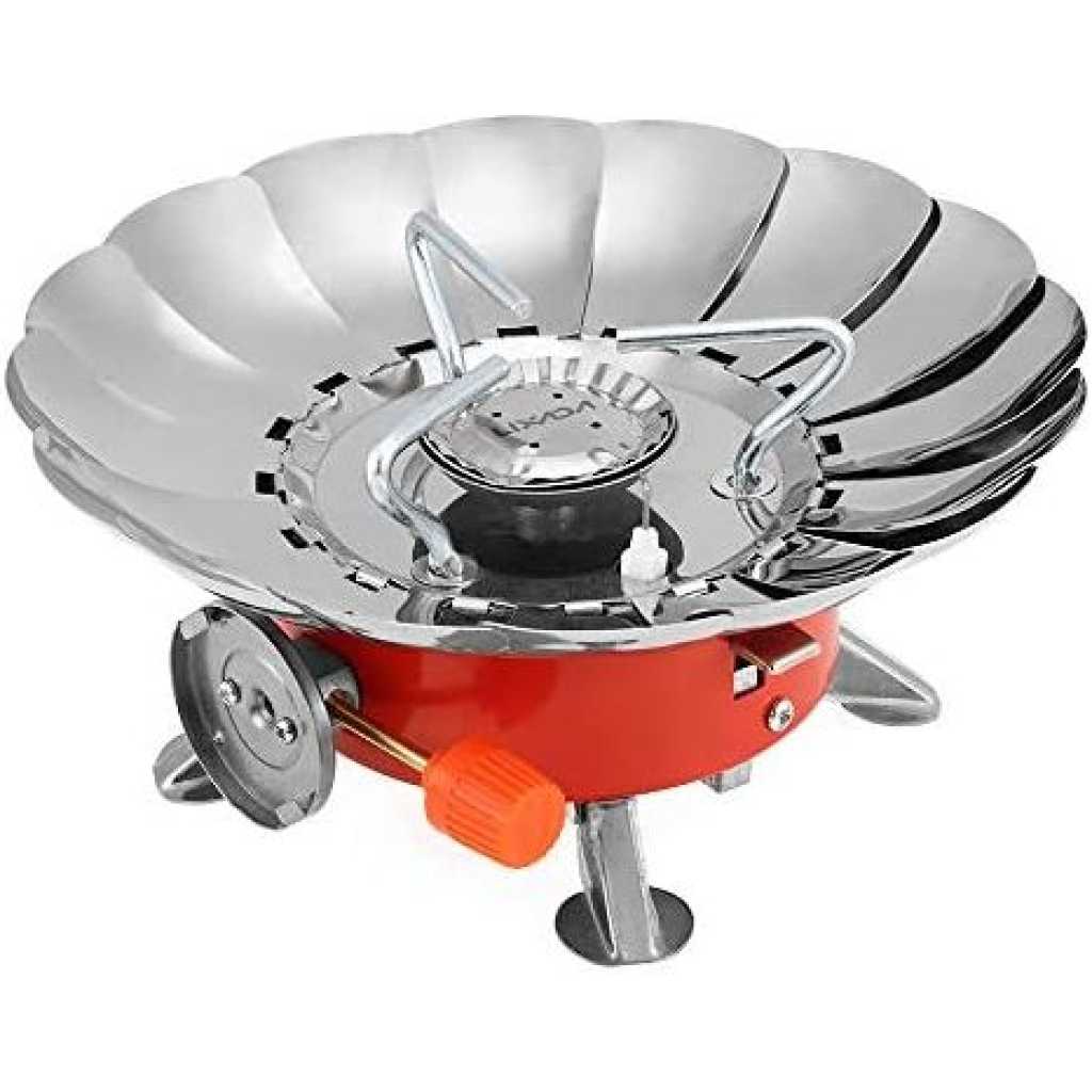 Portable Camping Gas Stove,Folding Windproof Ignition Gas Stove Silver