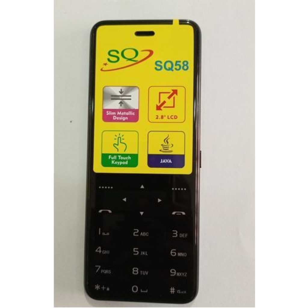 SQ Mobile SQ58 2.8" Slim Body, Metal Body, Dual Sim - Black