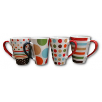 6 Pieces Of Printed Coffee Tea Cups Mugs- MultiColours