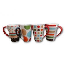 12 Pieces Of Printed Coffee Tea Cups Mugs- MultiColours