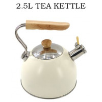 Kaisa Villa 2.5 Litre Stovetop Teapot Stainless Steel Whistling Tea Kettle, Cream