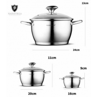 Kaisa Villa 6 Pieces Of Stainless Steel Saucepans Cookware Induction Pots, Silver