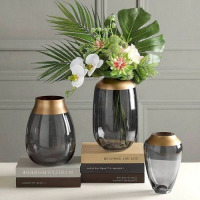Glass Lights, Flower Vase For table, living room kitchen Decor, Grey Vases TilyExpress 12