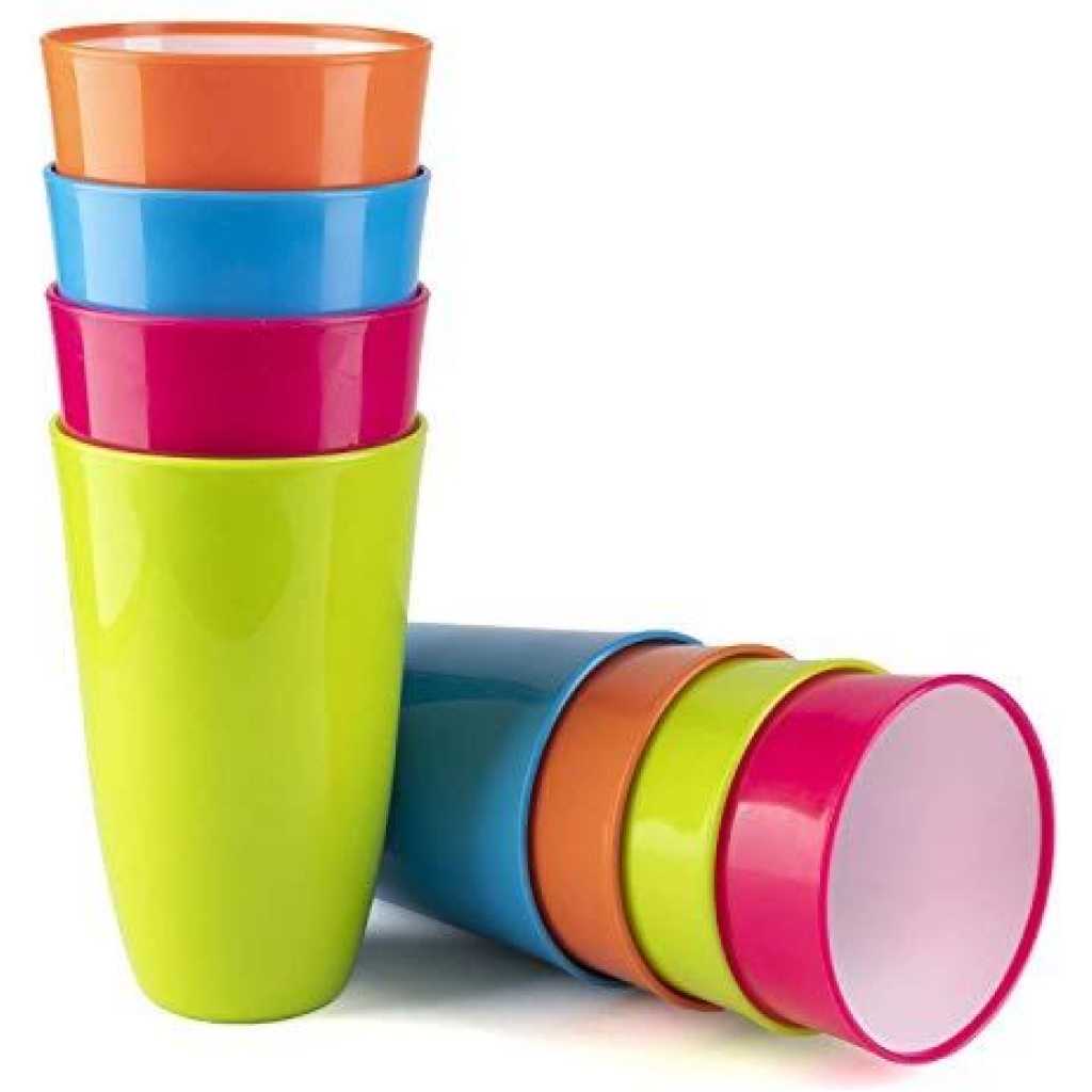 12 Pieces of Plastic Juice Tumbler Cups, Multi-Colours