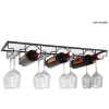 3 Bottle Wall Mounted Wine Bottle & Glass Rack, Black