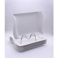 6 Pieces Of Rectangle Ceramic Dinner Plates - White