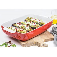 Pyrex Rectangle Ceramic Oven Serving Baking Dish 30 X 22Cm- Red