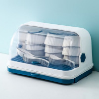 4 tier Dust-Proof Dish Draining Rack with Cover Drip Tray, White