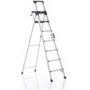 Portable & Compact Aluminium Telescopic 6-Steps Foldable Multipurpose Step Ladder For Household Purpose, Silver