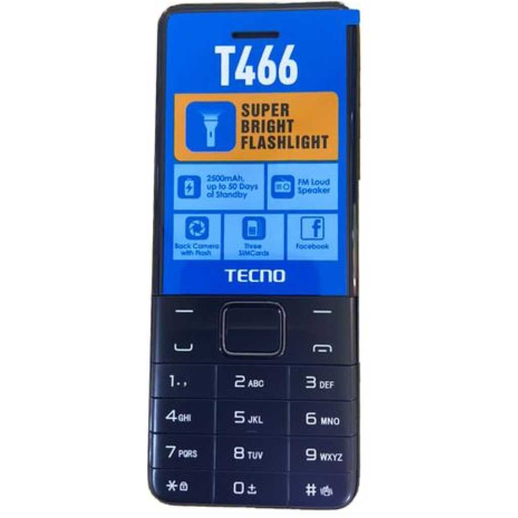 Tecno T466 Tripple Sim 2.4" 4MB RAM 4MB ROM 2500mAH - Black